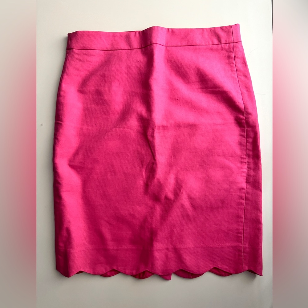 J. Crew Pink Scallop Hem Straight Pencil Skirt